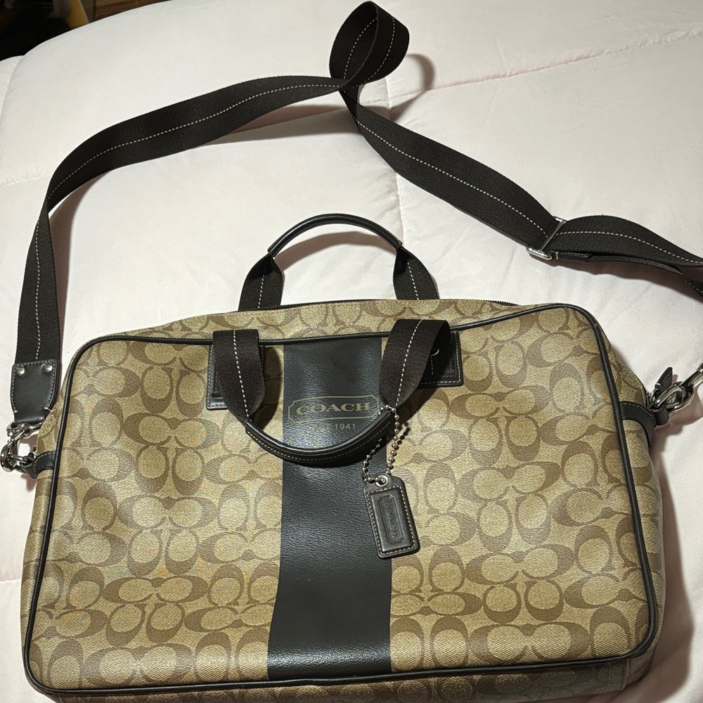 Coach Tan and Black Men's Briefcase - Picture 4 of 7